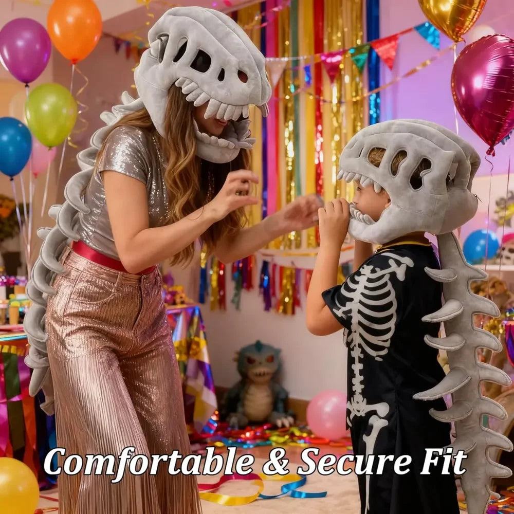 New Dinosaur Plush Hat Cartoon Skeleton Headgear Halloween Costume Funny Soft Doll Celebrity Style Surprise Gift Toy for Kids