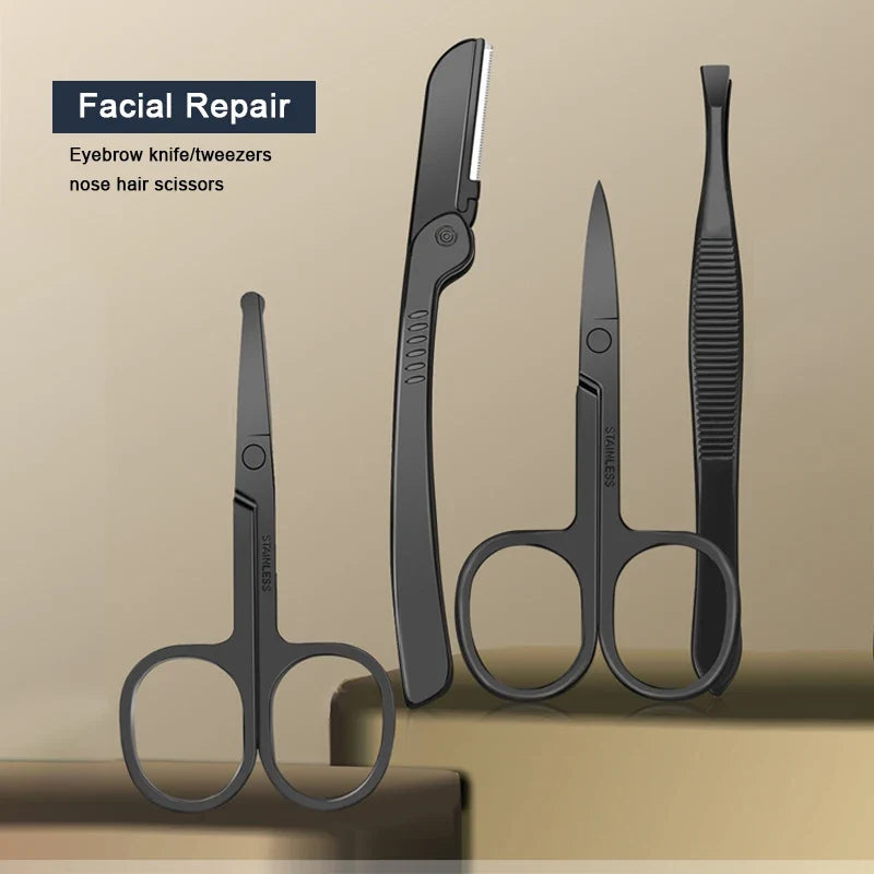 8/12/15/20/24 pcs Manicure Cutters Nail Clipper Set Household Stainless Steel Ear Spoon Pedicure Scissors Tool For Beauty