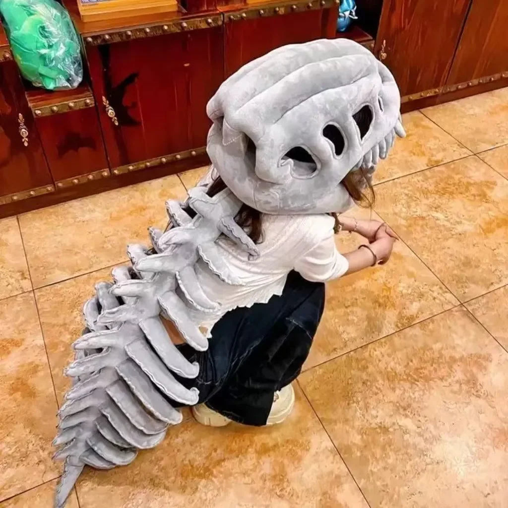New Dinosaur Plush Hat Cartoon Skeleton Headgear Halloween Costume Funny Soft Doll Celebrity Style Surprise Gift Toy for Kids