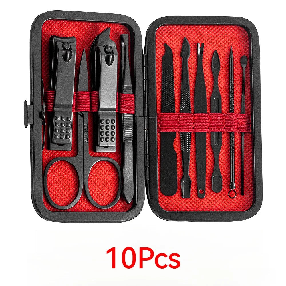 8/12/15/20/24 pcs Manicure Cutters Nail Clipper Set Household Stainless Steel Ear Spoon Pedicure Scissors Tool For Beauty