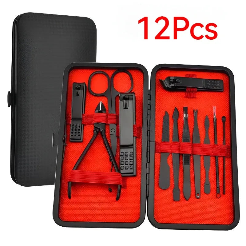 8/12/15/20/24 pcs Manicure Cutters Nail Clipper Set Household Stainless Steel Ear Spoon Pedicure Scissors Tool For Beauty