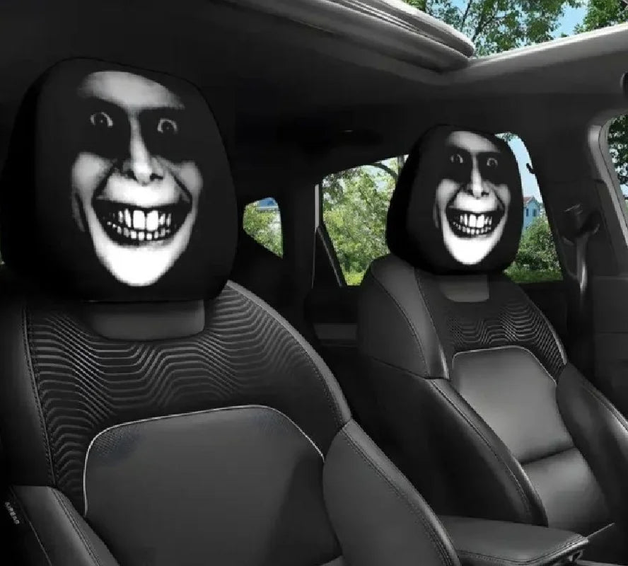Halloween Scary Face Headrest Covers 2-Pack – Spooky Horror Car Accessories & Seat Decor