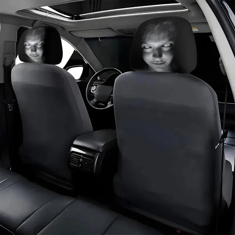Halloween Scary Face Headrest Covers 2-Pack – Spooky Horror Car Accessories & Seat Decor