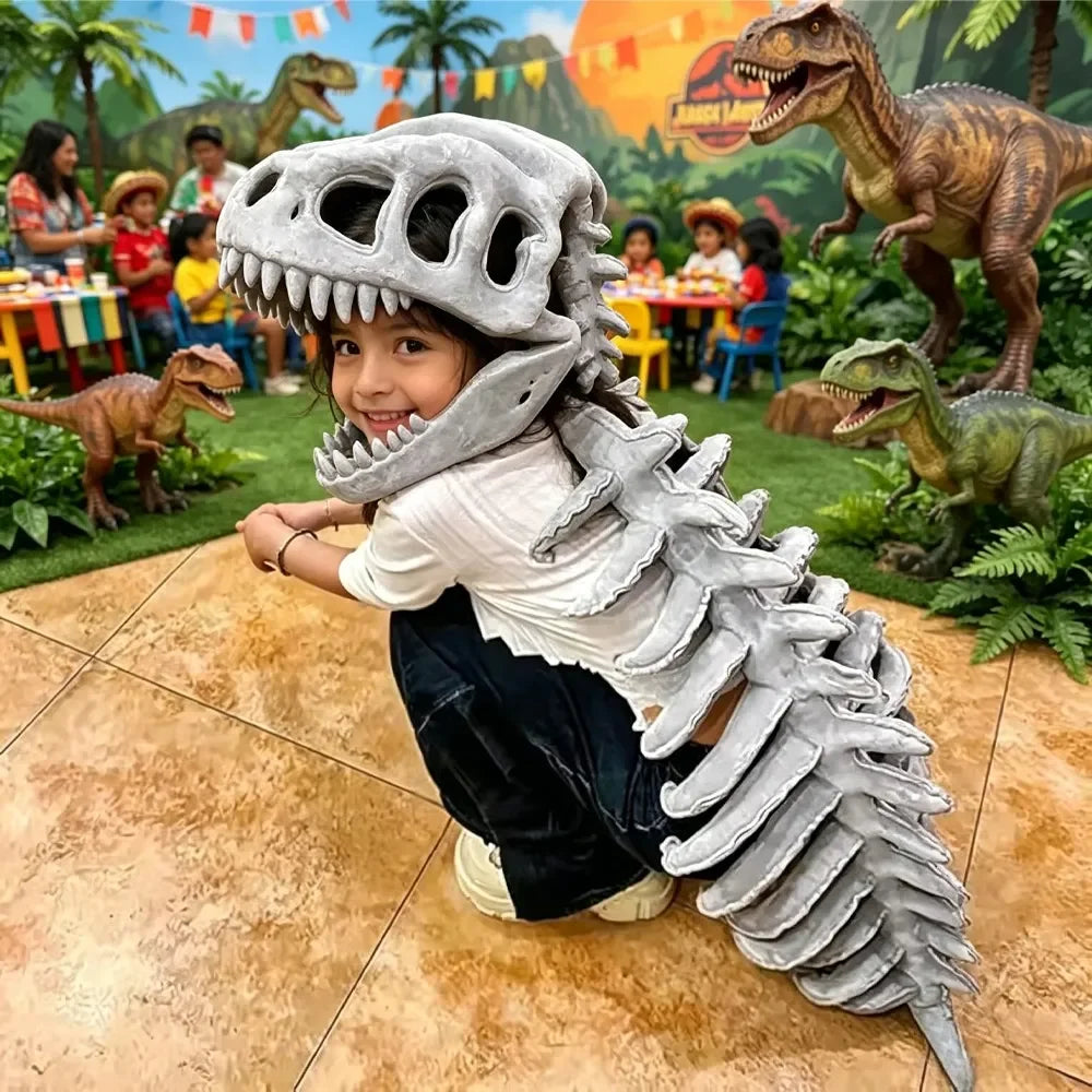 New Dinosaur Plush Hat Cartoon Skeleton Headgear Halloween Costume Funny Soft Doll Celebrity Style Surprise Gift Toy for Kids