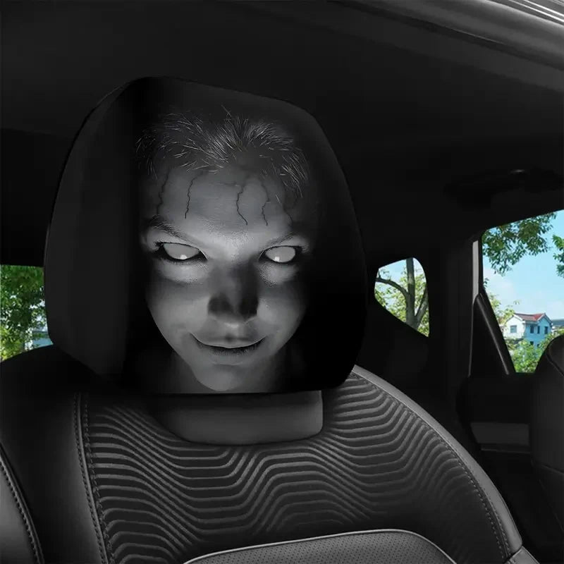 Halloween Scary Face Headrest Covers 2-Pack – Spooky Horror Car Accessories & Seat Decor